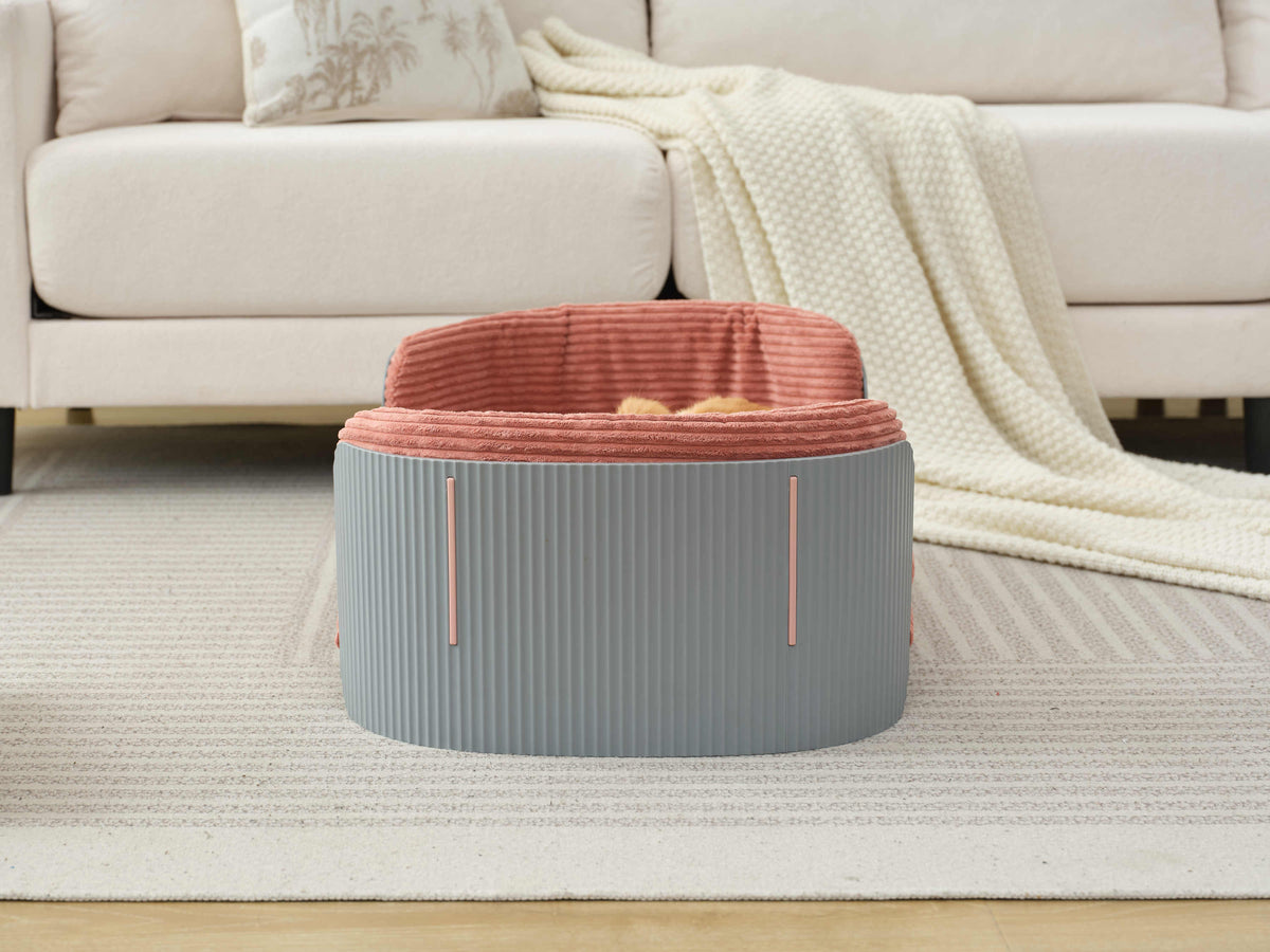 Scandinavian style Cat Couch Bed, Pet Sofa for Indoor Cats PP Indoor Pet Furniture Elevated Cat Beds with Removable Mattress Cover Suitable for Kitty, Puppy or Small Animal Brand Design Grey+Pin