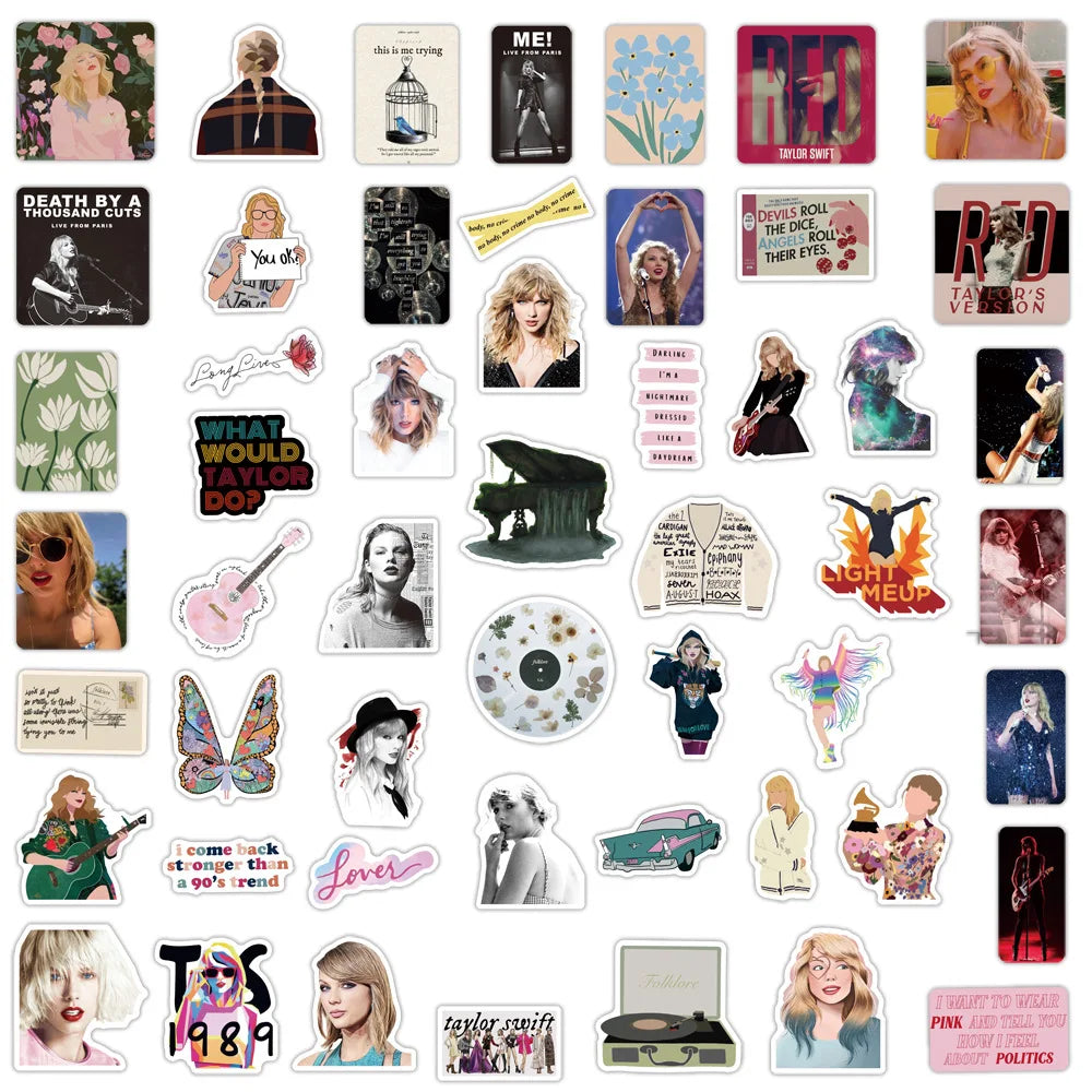 10/30/50PCS Taylor Alison Swift Stickers Aesthetic Kawaii cute Guitar Laptop Skateboard Notebook Stationery Scrapbook Sticker