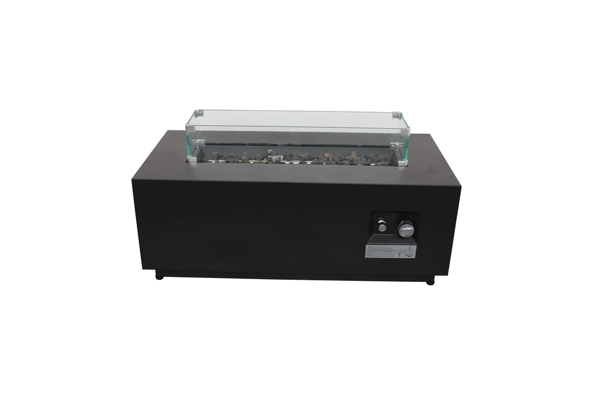 16 H x 42 W Steel Outdoor Fire Pit Table with Lid