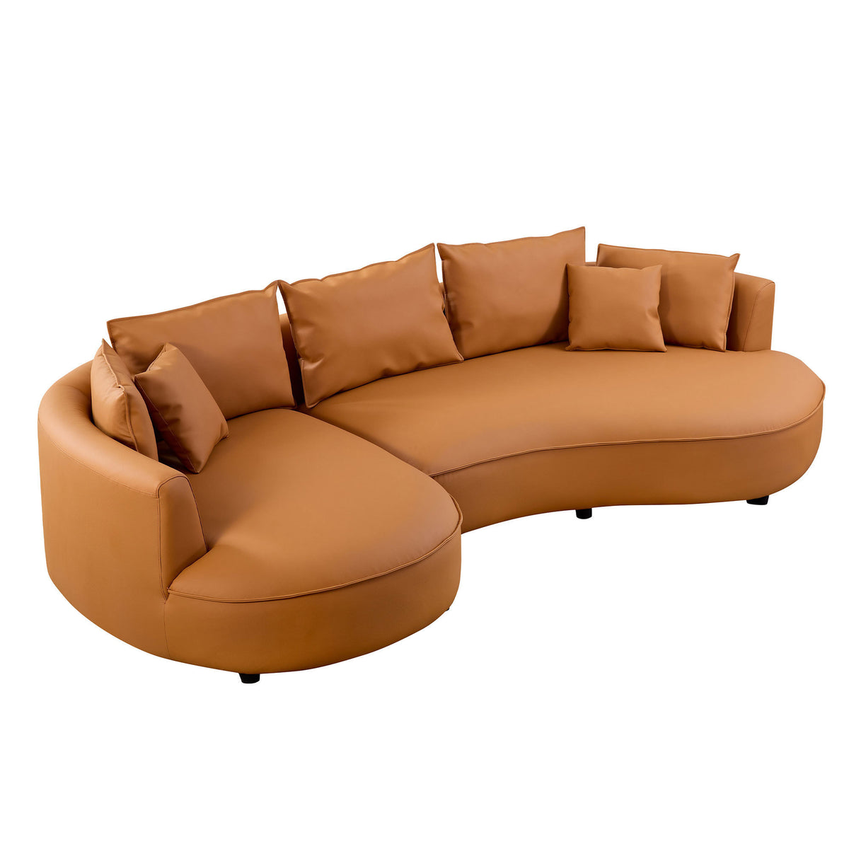 [SantaChoice] Modern Sectional curved Sofa Couch for Living Room,Upholstered 5-Seat Sofa Couch Eco-leather Couch Set for Apartment Office,Orange