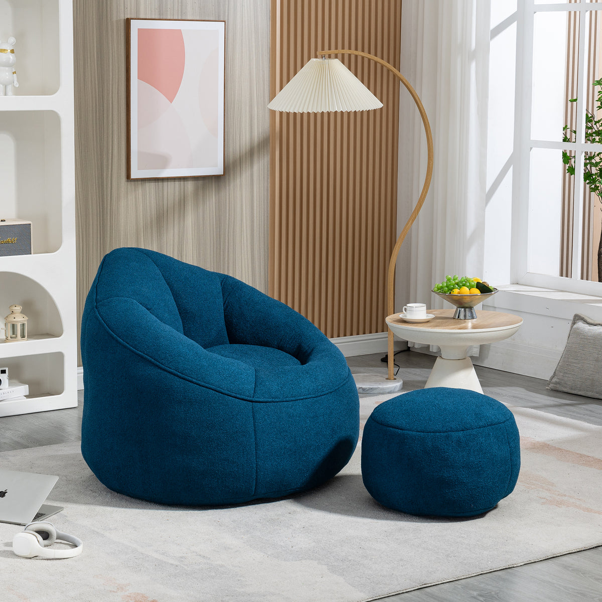 [SantaChoice] Bedding Bean Bag Sofa Chair High Pressure Foam Bean Bag Chair Adult Material with Padded Foam Padding Compressed Bean Bag With Footrest