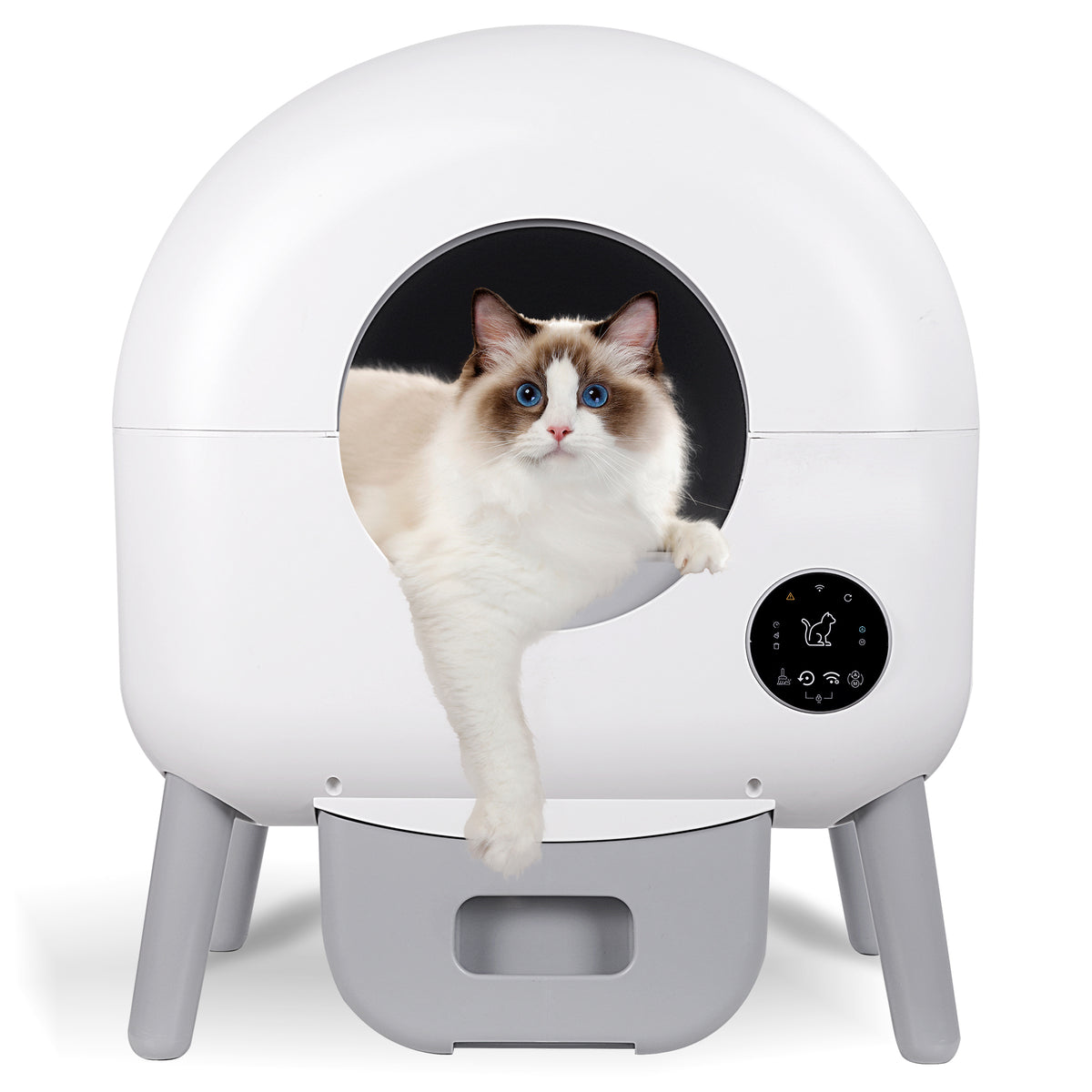 Self Cleaning Litter Box - 2.2lb-23lb Cat Can Use, 100L Automatic Cat Litter Box Self Cleaning, Extra Large for Multiple Cats, Anti-Pinch, All Clumping Litter Can Use, with Garbage Bags, App Control