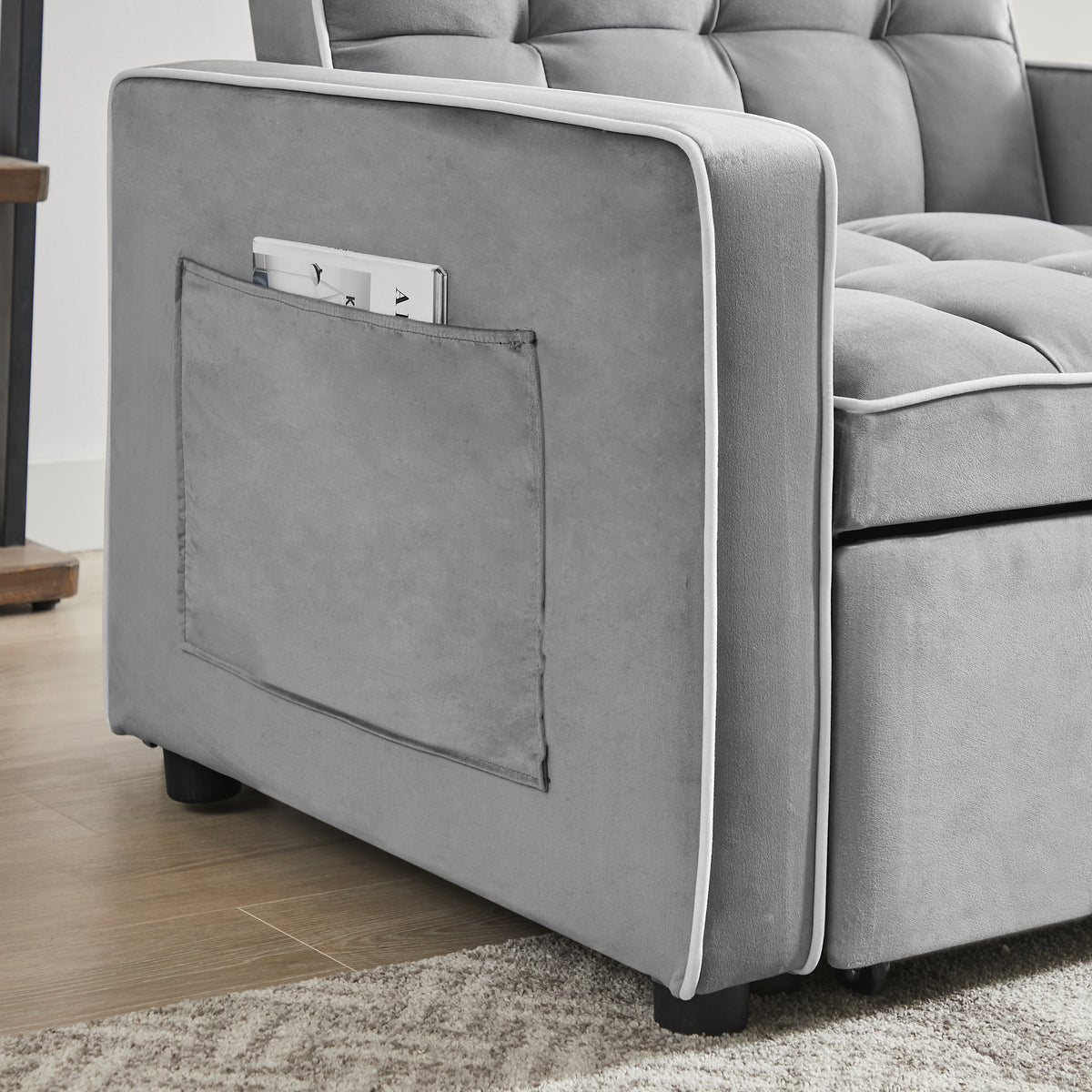 [SantaChoice] Three-in-one sofa bed chair folding sofa bed adjustable back into a sofa recliner single bed adult modern chair bed berth Grey