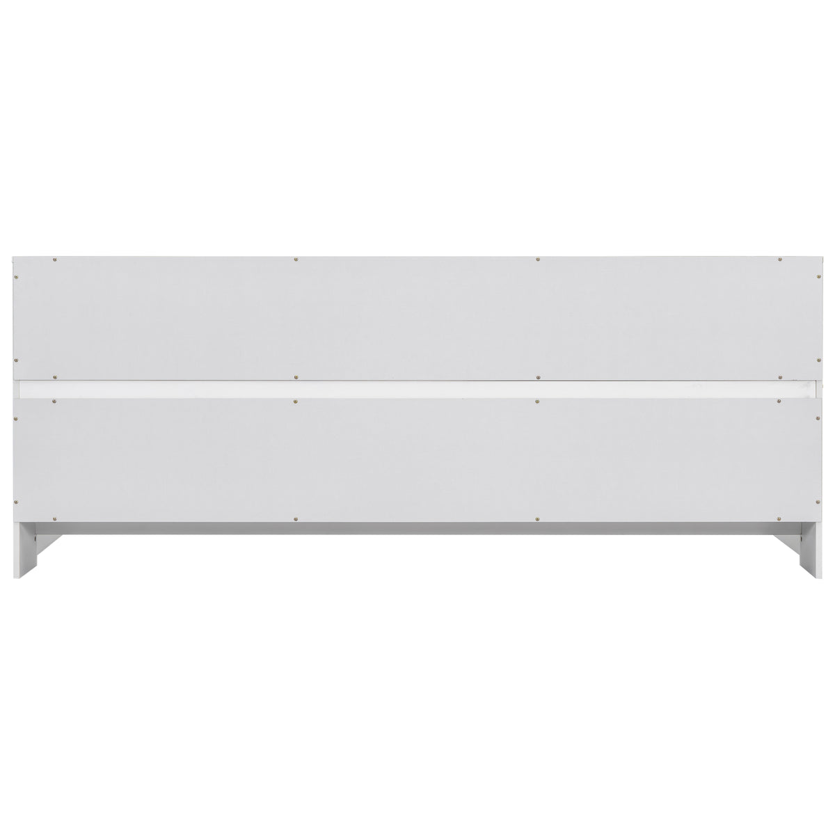 Full Floor Bed with Side Bookcase,Shelves,Guardrails,White