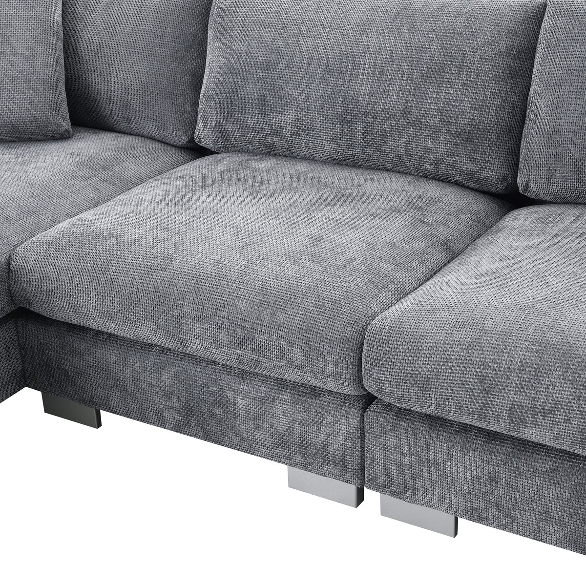 [SantaChoice] 96*56" Modern Cloud Sectional Sofa,L-shaped Luxury Couch Set with 2 Free pillows,4-seat Chenille Indoor Furniture with Oversized Chaise for Living Room,Apartment,Office,3 Colors