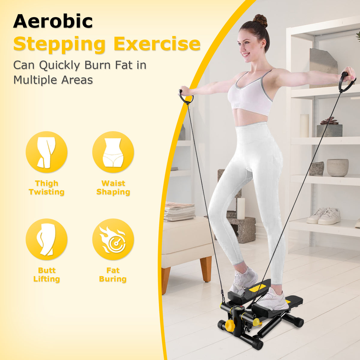 Mini Steppers for Exercise Mini Stair Stepper for Home with Resistance Bands Stepper  with LCD Monitor