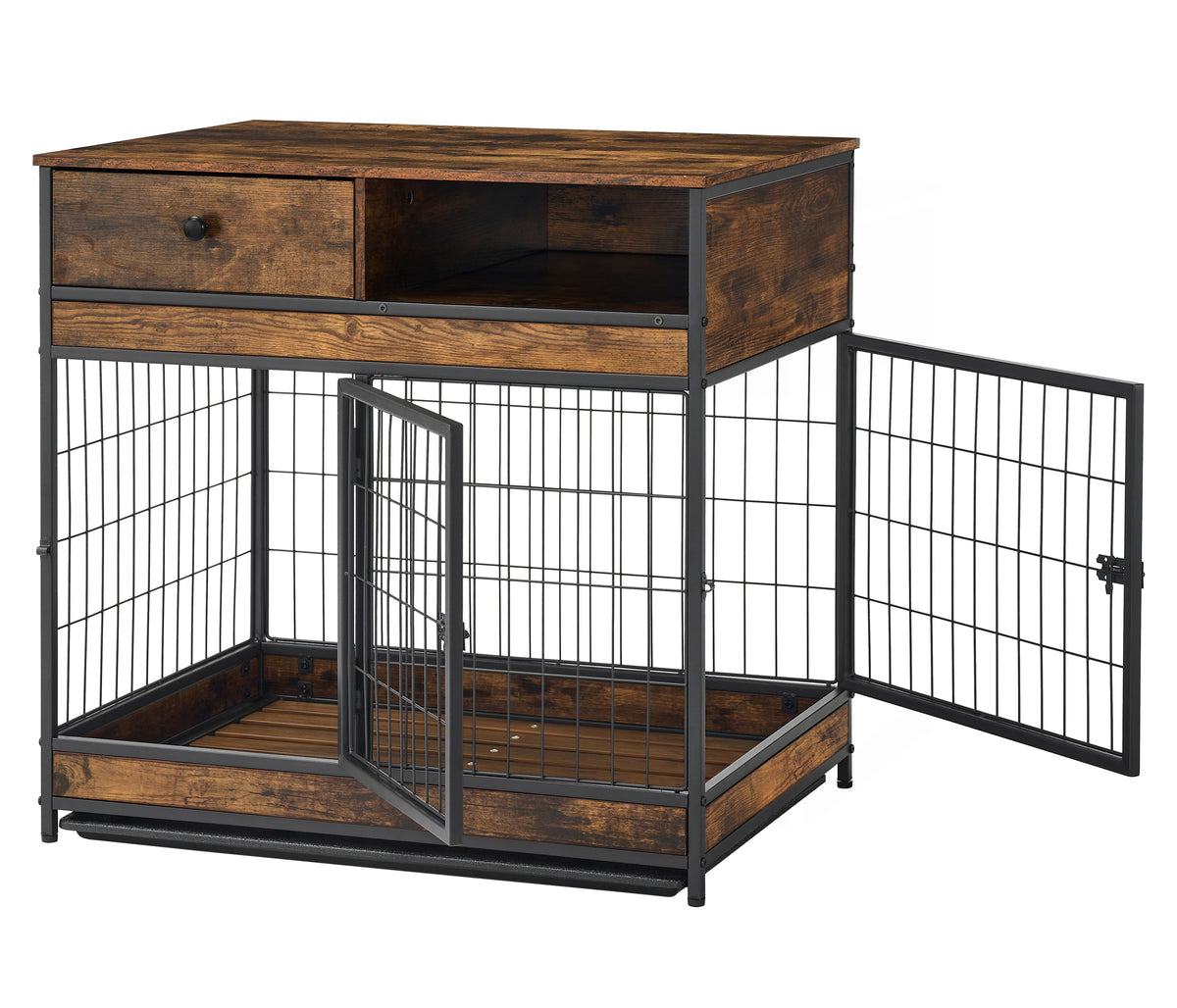 Furniture Dog Cage Crate with Double Doors ,Rustic Brown,31.5"WX22.64"DX30.59"H