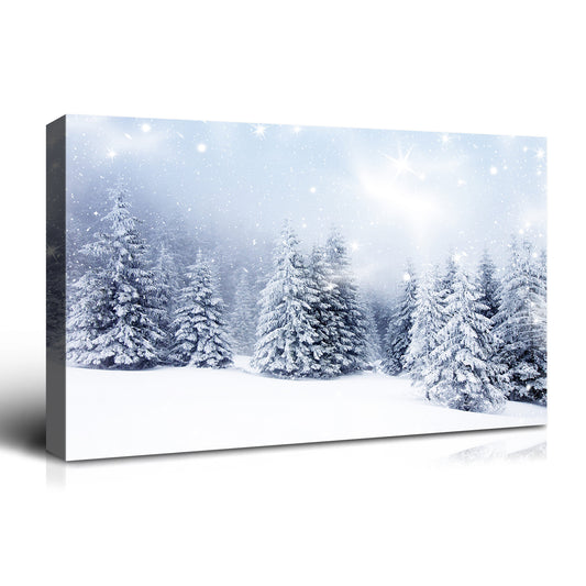 Framed Canvas Wall Art Decor Painting For Chrismas, Winter Pine Forest Chrismas Gift Painting For Chrismas Gift, Decoration For Chrismas Eve  Living Room, Bedroom Decor-3624in-Thickness 1.5inch