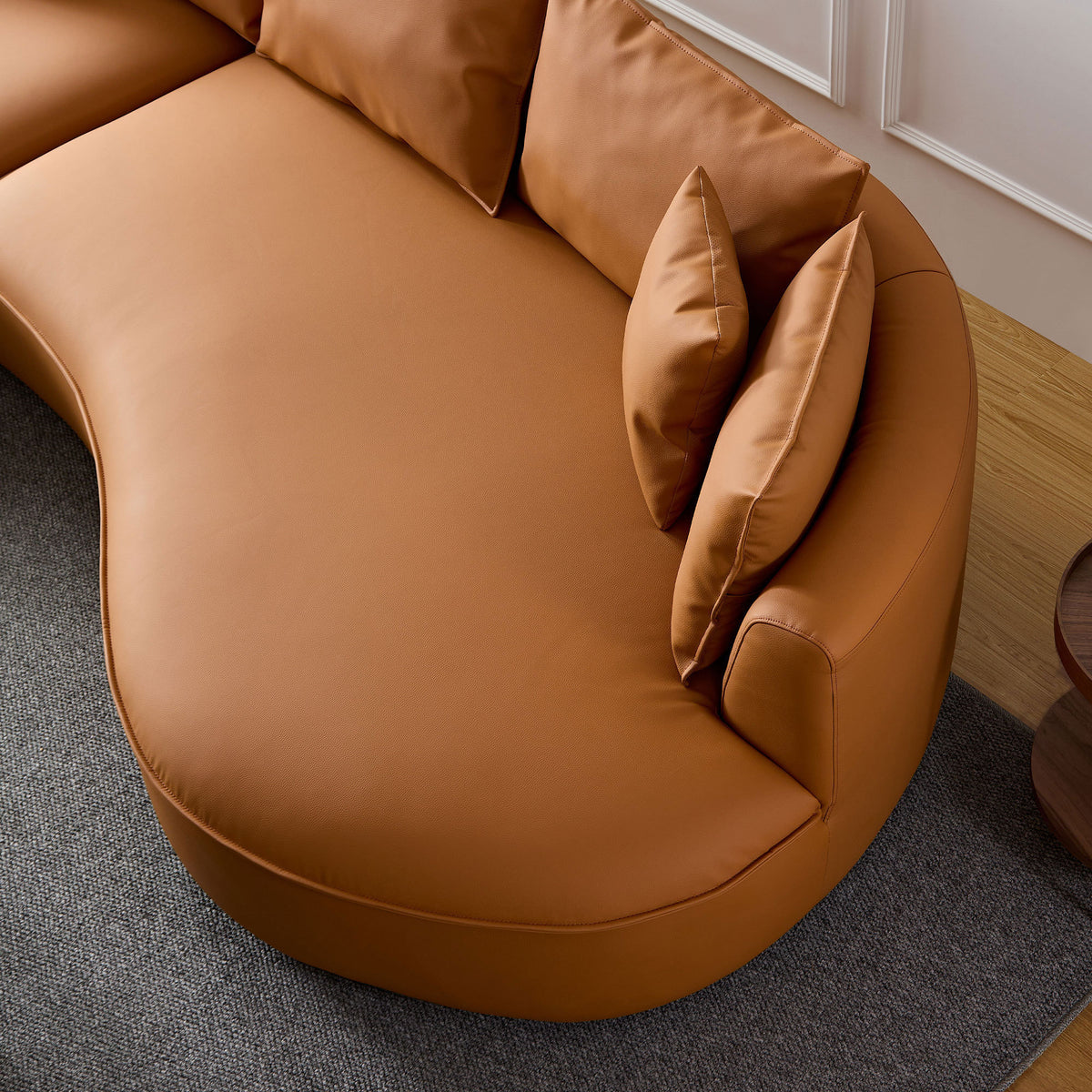 [SantaChoice] Modern Sectional curved Sofa Couch for Living Room,Upholstered 5-Seat Sofa Couch Eco-leather Couch Set for Apartment Office,Orange