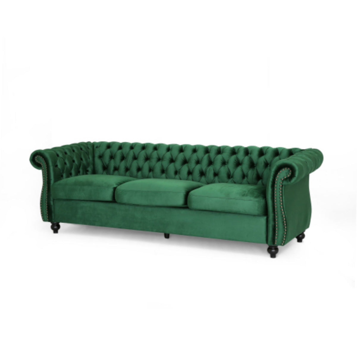 [SantaChoice] Durable 3-Seater Emerald Velvet Sofa, Combining Luxurious Comfort with Christmas Design, Perfect for Elegant Living Spaces, Featuring Plush Upholstery for Relaxation and a Touch of Sophisticated Style