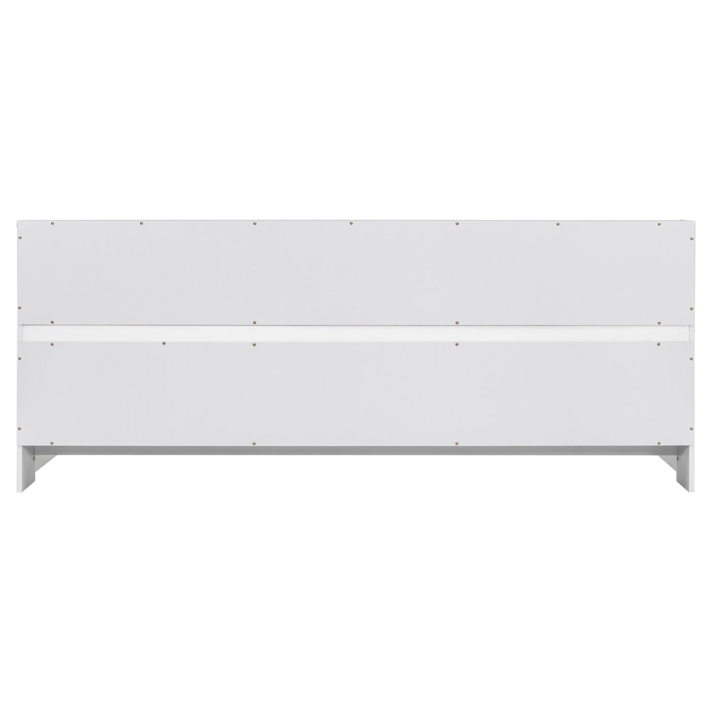 Twin Floor Bed with  Bedside Bookcase,Shelves,Guardrails,White