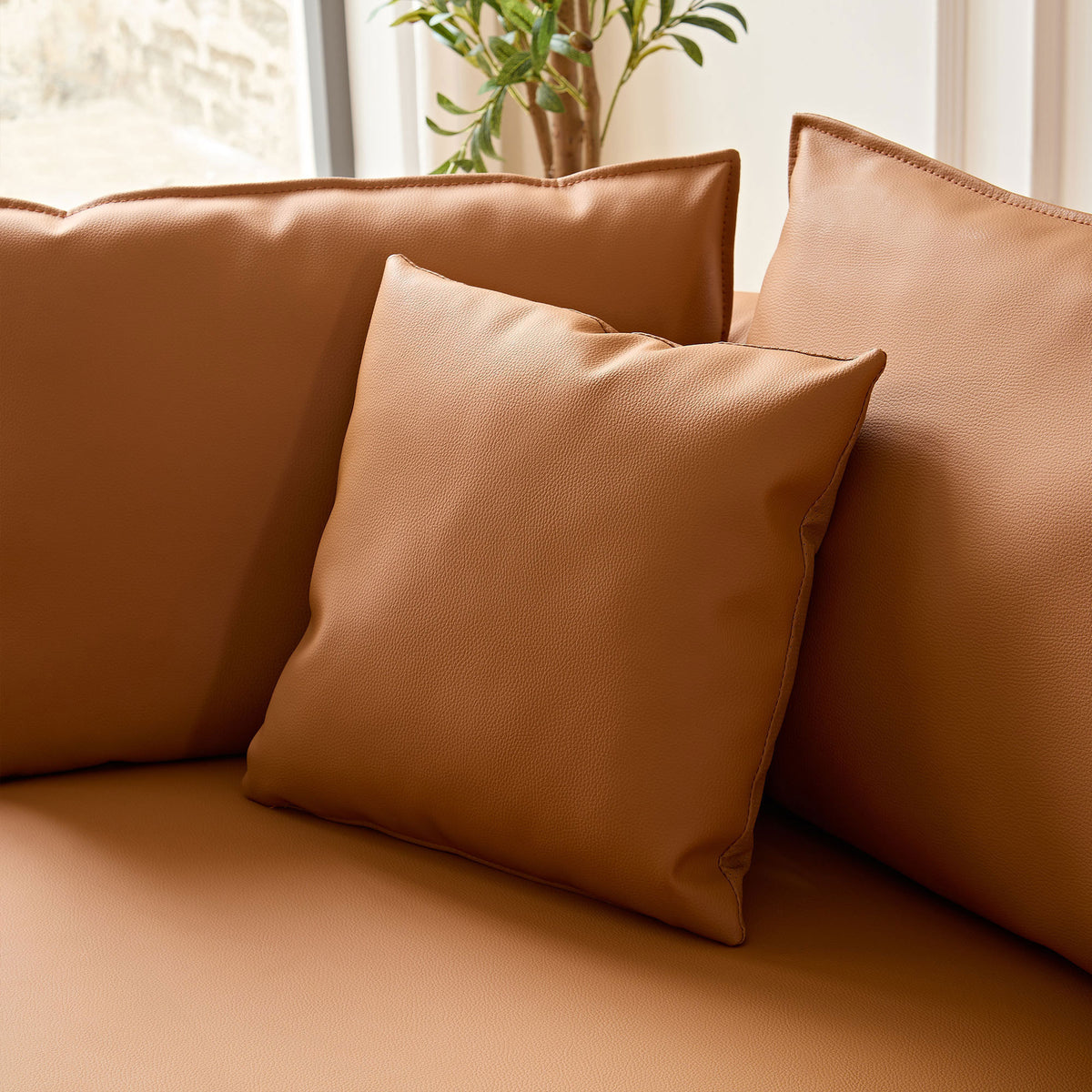 [SantaChoice] Modern Sectional curved Sofa Couch for Living Room,Upholstered 5-Seat Sofa Couch Eco-leather Couch Set for Apartment Office,Orange