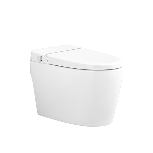 Smart Toilet Bidet Combo with Foot Sensor Open Cover/Seat, Self-Cleaning Nozzle, Heated Seat, Night Light, Knob Control, Power Outage Flushing, Soft Close, Auto Flush, with Remote Control