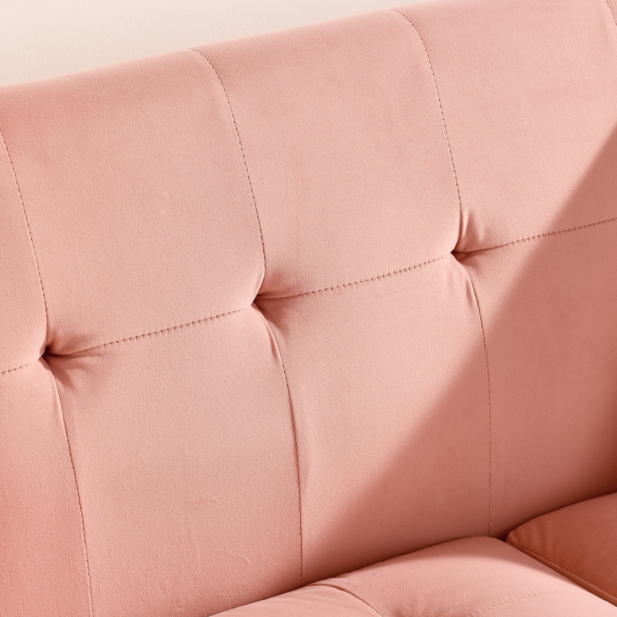[SantaChoice] Loveseat Sofa, Mid Century Modern Decor Love Seat Couches for Living Room, Button Tufted Upholstered Small Couch for Bedroom, Solid and Easy to Install Love Seats Furniture,Pink