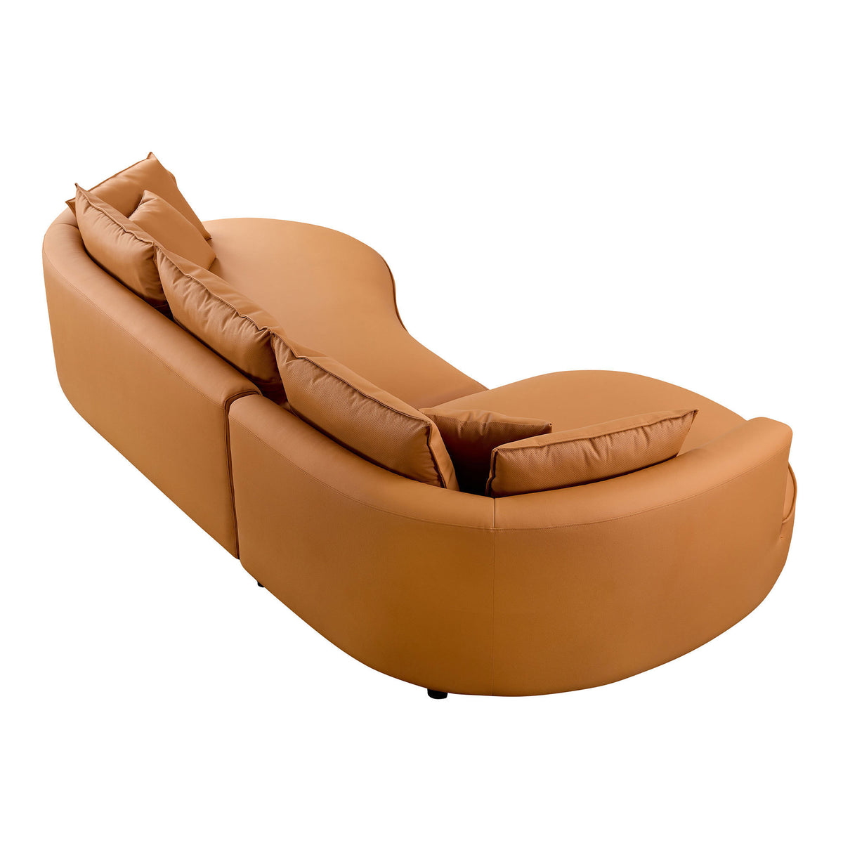 [SantaChoice] Modern Sectional curved Sofa Couch for Living Room,Upholstered 5-Seat Sofa Couch Eco-leather Couch Set for Apartment Office,Orange