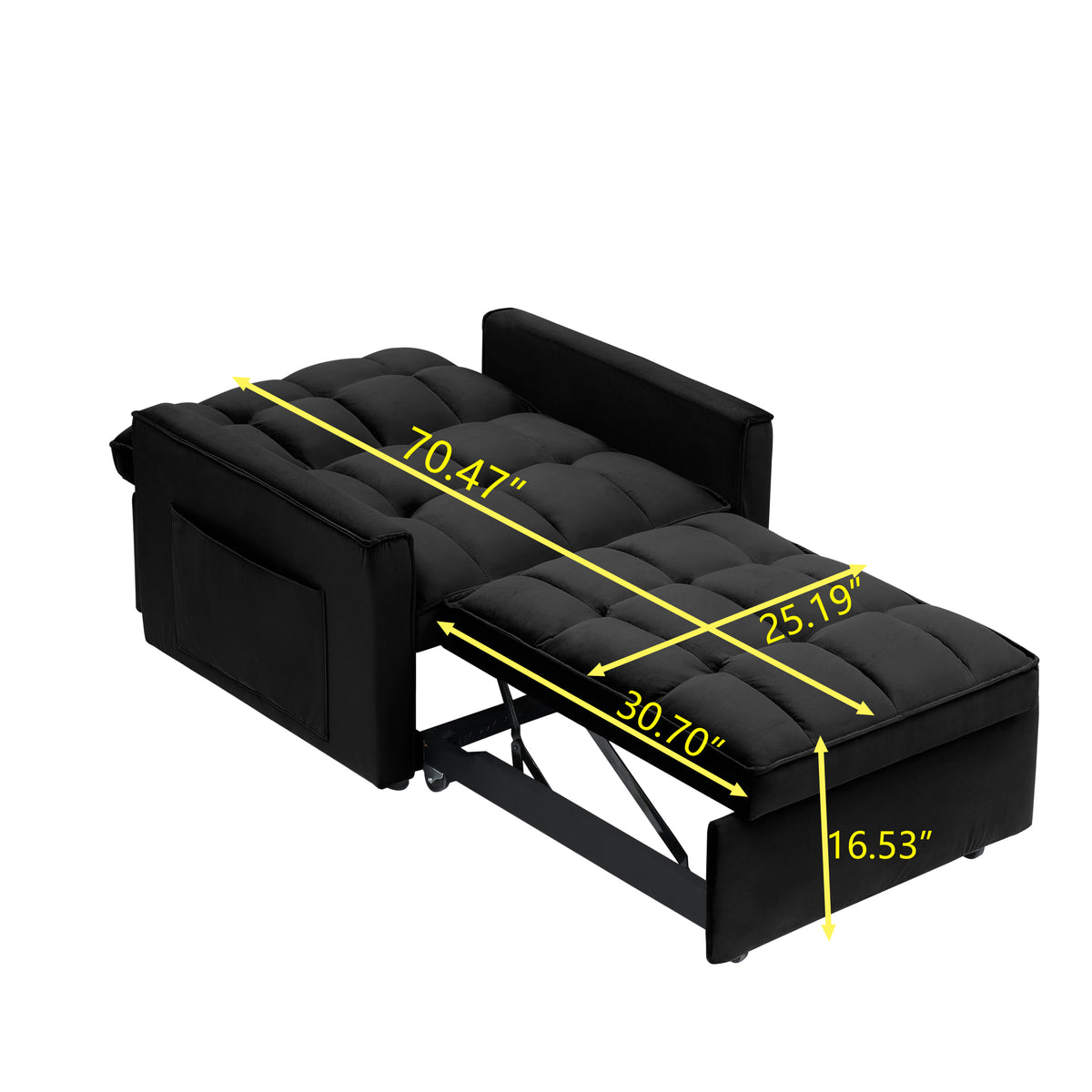 [SantaChoice] Sofa bed chair 3 in 1 convertible, recliner, single recliner, suitable for small Spaces with adjustable back black