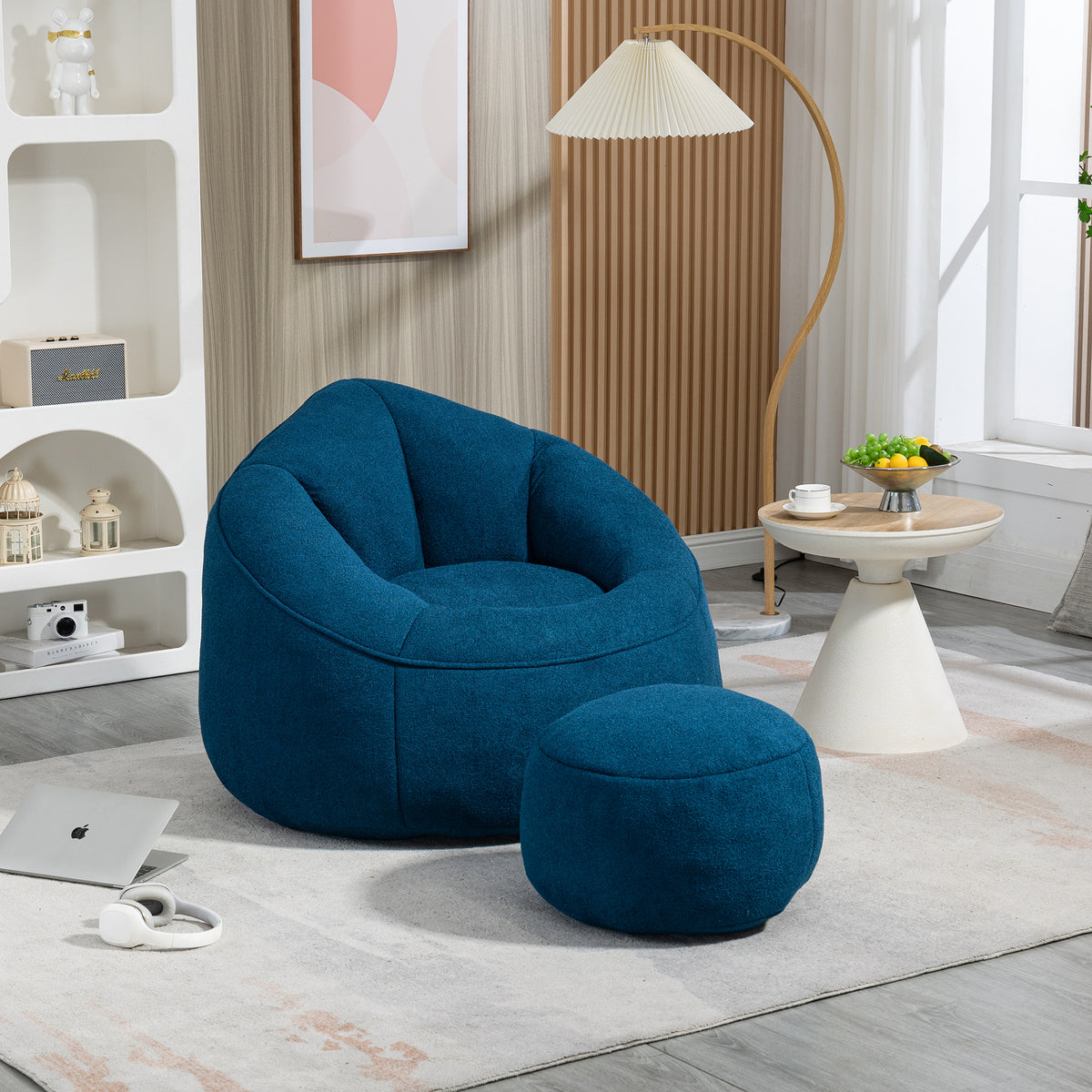 [SantaChoice] Bedding Bean Bag Sofa Chair High Pressure Foam Bean Bag Chair Adult Material with Padded Foam Padding Compressed Bean Bag With Footrest