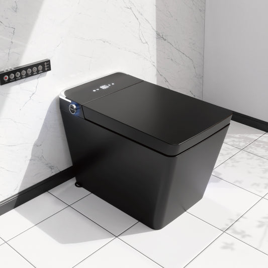Intelligent Sitting Bathroom with Wireless Remote Control,Modern Intelligent Integrated Waterless Toilet,Automatic lid Opening and Closing,Seat Sensing Massage Seat and Water Temperature Adjustment
