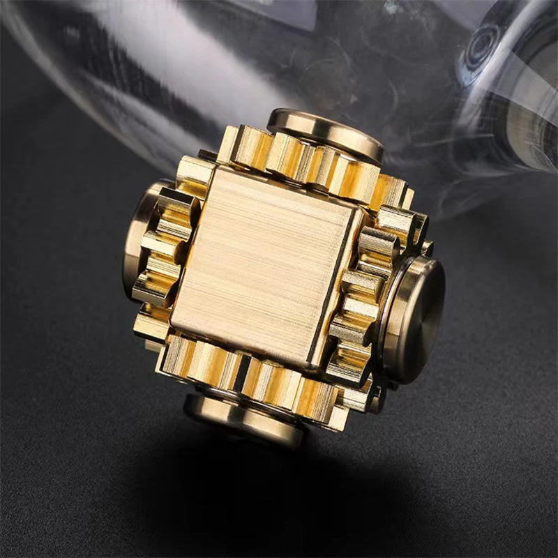 Pure Brass Fidget Spinner Toy Gear Gyro Metal Stress Hand Spinner Fudget Toy Adult Anxiety Stress Relief Toy