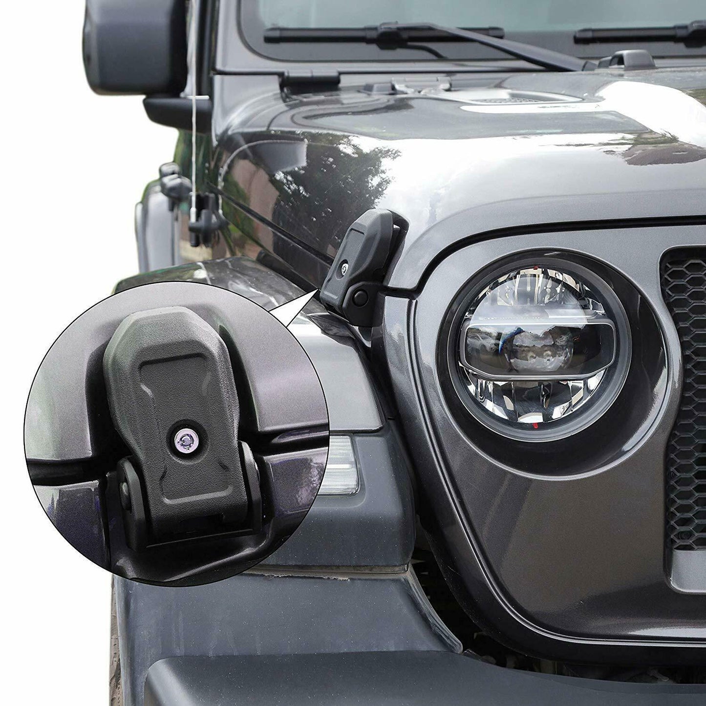 SHINEKA Locks Hood For Jeep Gladiator JT 2018+ Car Engine Hood Latch Catch With Key Lock Accessories For Jeep Wrangler JL 2018+