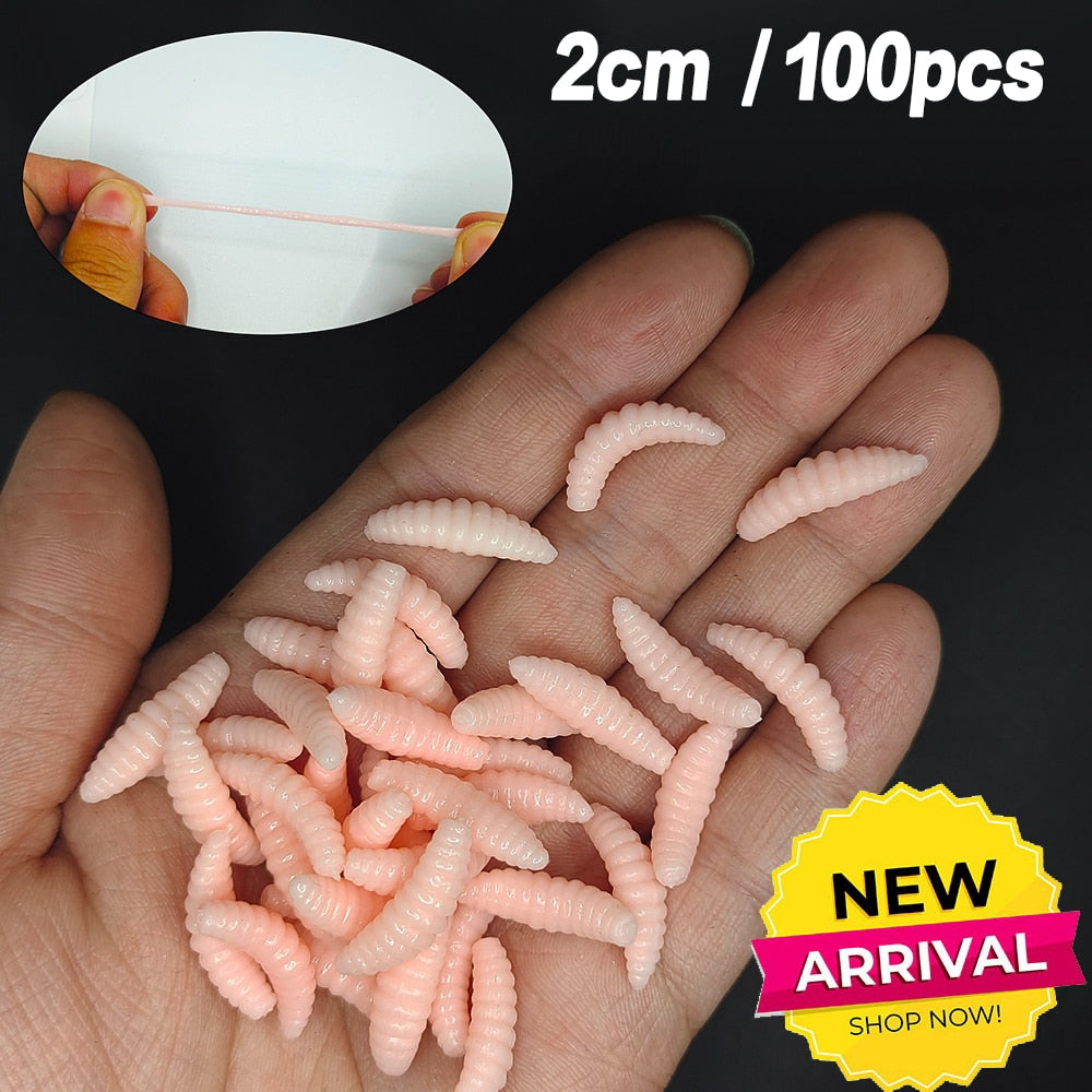 20PCS-100pcs Lifelike Red Worm Soft Lure Earthworm ice winter Fishing Silicone Artificial Bait Fishy Shrimp Additive Bass Carp