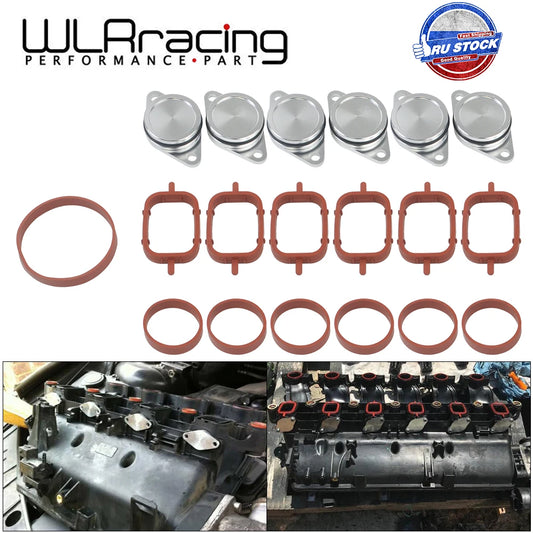 WLR - 6 x 33mm 22mm Diesel Swirl Flap Blanks Replacement Bungs with Intake Manifold Gasket for BMW 320d 330d 520d 525d 530d 730d