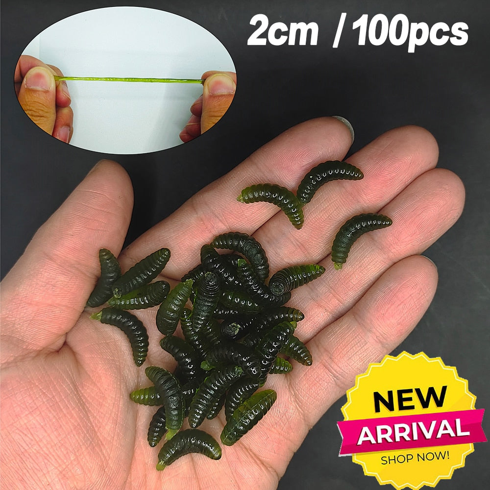 20PCS-100pcs Lifelike Red Worm Soft Lure Earthworm ice winter Fishing Silicone Artificial Bait Fishy Shrimp Additive Bass Carp