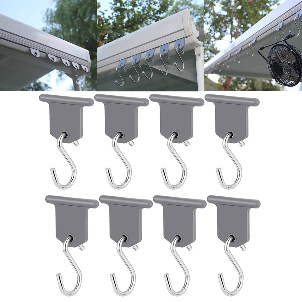 10pcs White Universal Awning Coat Hook Hook Racks Suitable For RV Camping Caravan Party Light Stand Awnning Hook Car Accessories