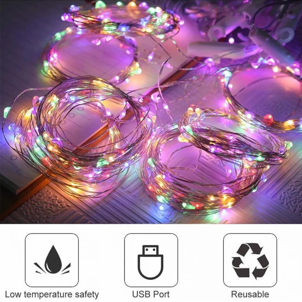 3M USB RGB Garland Curtain Festoon LED Lights Fairy Light Ramadan Christmas Tree Decoration 2023 Bedroom Room Decor Aesthetic