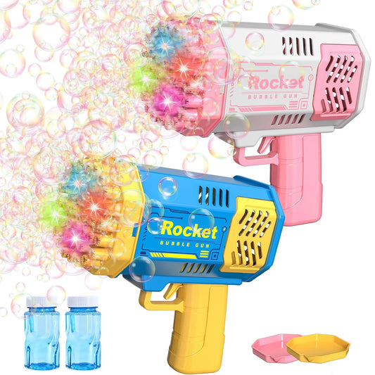 Bubble Gun for Kids Toys, 40 Holes Bubble Machine with Colorful Light and 1 Bottle of Bubble Liquid, Bubble Machine for Family