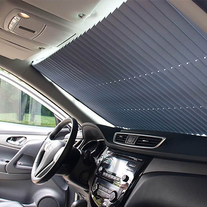 Car Windshield Sunshade Curtain Retractable Set Front Rear Window Sun Shade Protector UV Reflective Film Auto Sun Visor Covers