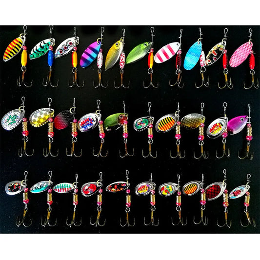 ZWICKE 30pcs Spinner Fishing Lure Kit Metal Sequin Spoon Hard Bait Fishing Wobblers Set Fishing Tackle Isca Atificial Lure Pesca