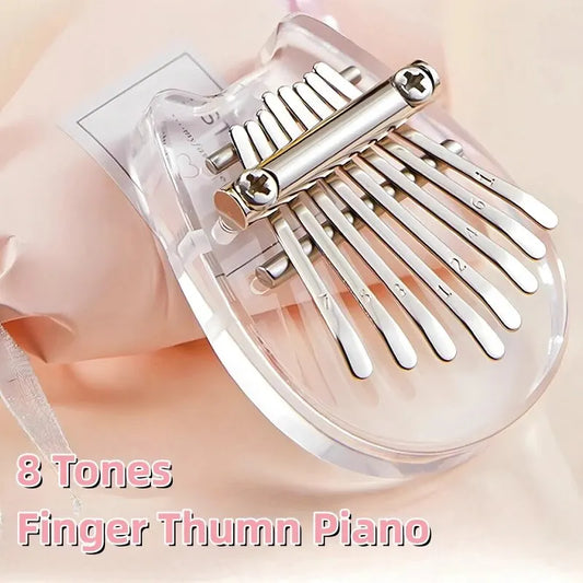 Mini Thumb Piano Musical Toys 8 Tones Portable Beginner Acrylic Finger Piano Practice Instrument For Children Adult Music Lover
