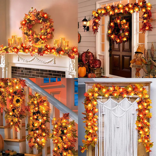 3M 20LED Maple Leaf Light String Fake Autumn Leaves LED Fairy Garland for Christmas Thanksgiving Halloween Party Home Decoration