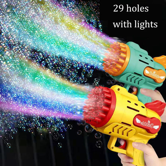 Bubble Gun Electric Automatic Soap Rocket Bubbles Machine Kids Portable Outdoor Party Toy LED Light Blower Toys Children Gifts