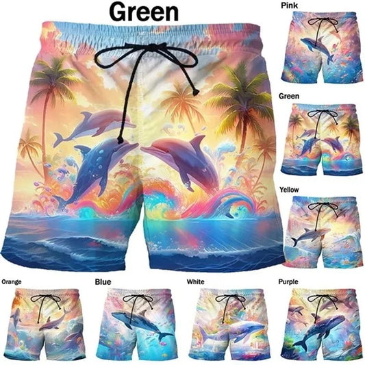 3d Printing Dolphin Graphic Beach Shorts For Men Women Casual Summer Quick Dry Surf Board Shorts Mens Swim Trunks Beachwear