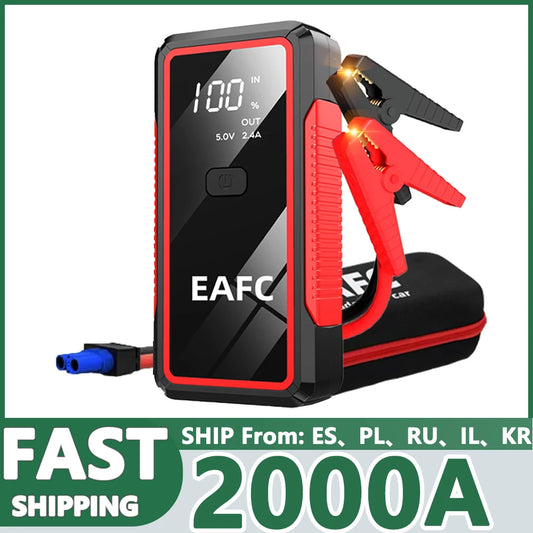 2000A Car Jump Starter 1200A 12V Output Portable Emergency Start-up Charger for Cars Booster Battery Starting Device