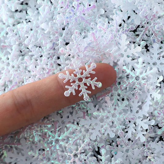 300/600pcs 2cm Christmas Snowflakes Confetti Xmas Tree Ornaments Christmas Decorations for Home Winter Party Cake Decor Supplies