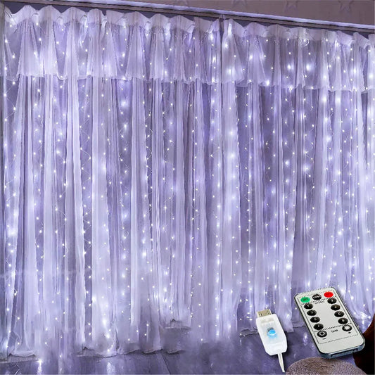3M USB RGB Garland Curtain Festoon LED Lights Fairy Light Ramadan Christmas Tree Decoration 2023 Bedroom Room Decor Aesthetic