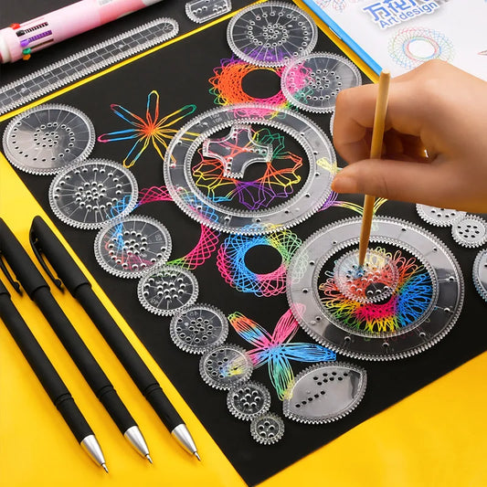 Spirograph Design Set Toy Classic Gear Design Kit Spiral Art and Craft Drawing Kit Educational Birthday Gift for Kids Boys Girls