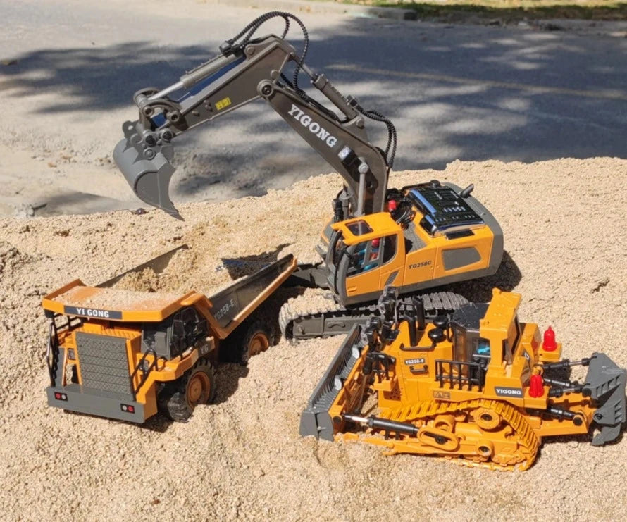 Remote Control RC Car Alloy Excavator Dump Truck Bulldozer Light Music Radio Engineering Electric Toy Children Kids Gift