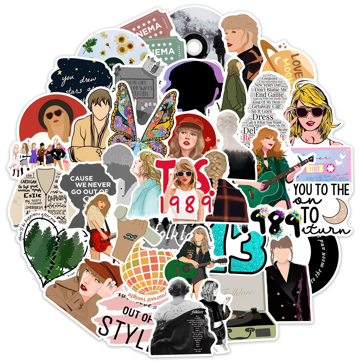 10/30/50Pcs Singer Taylor Swift Waterproof Graffiti Sticker Aesthetic Decorative Luggage Cup Laptop Phone Scrapbook Kid Stickers