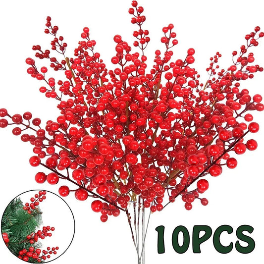 1-10pcs Christmas Simulation Berry 14 Berries  Artificial Flower Fruit Cherry Plants Home Christmas Party Decoration DIY Gift