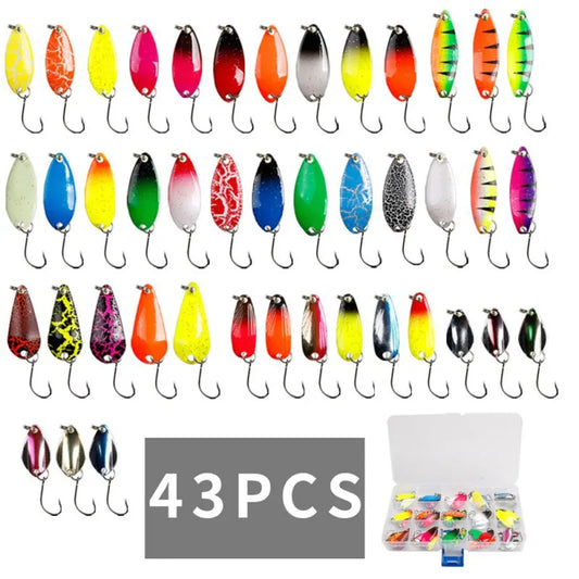Sequined Fishing Spoon Lure Set Metal Baits Trout Fishing Baits For Trout Char And Perch With Tackle Box