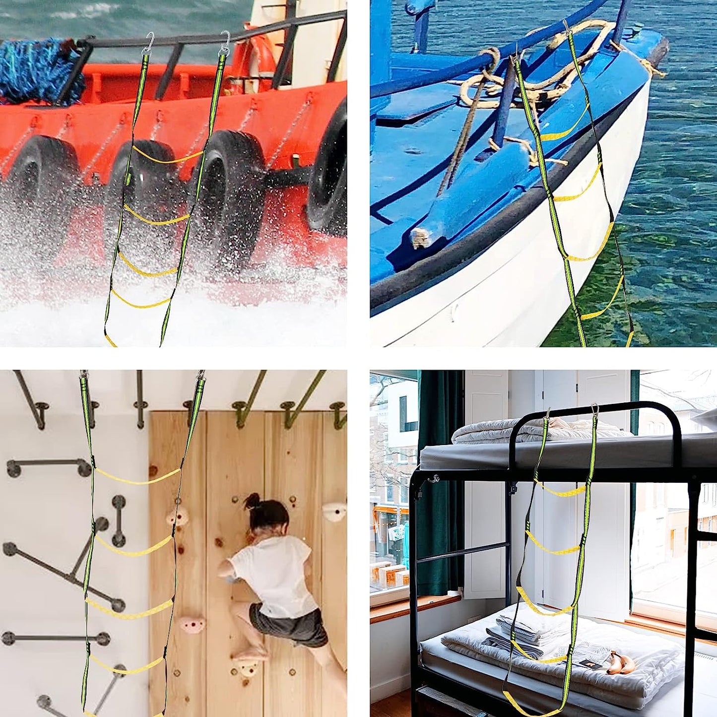 Boat Rope Ladder, Hanging Ladder Portable Foldable Removable,Assist Boarding Rope Ladder for Yacht Inflatable Boat Canoeing