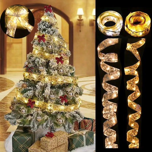 Ribbon Fairy Light Christmas Decoration Christmas Tree Ornaments For Home  Xmas String Lights Navidad Home Decors New Year 2024