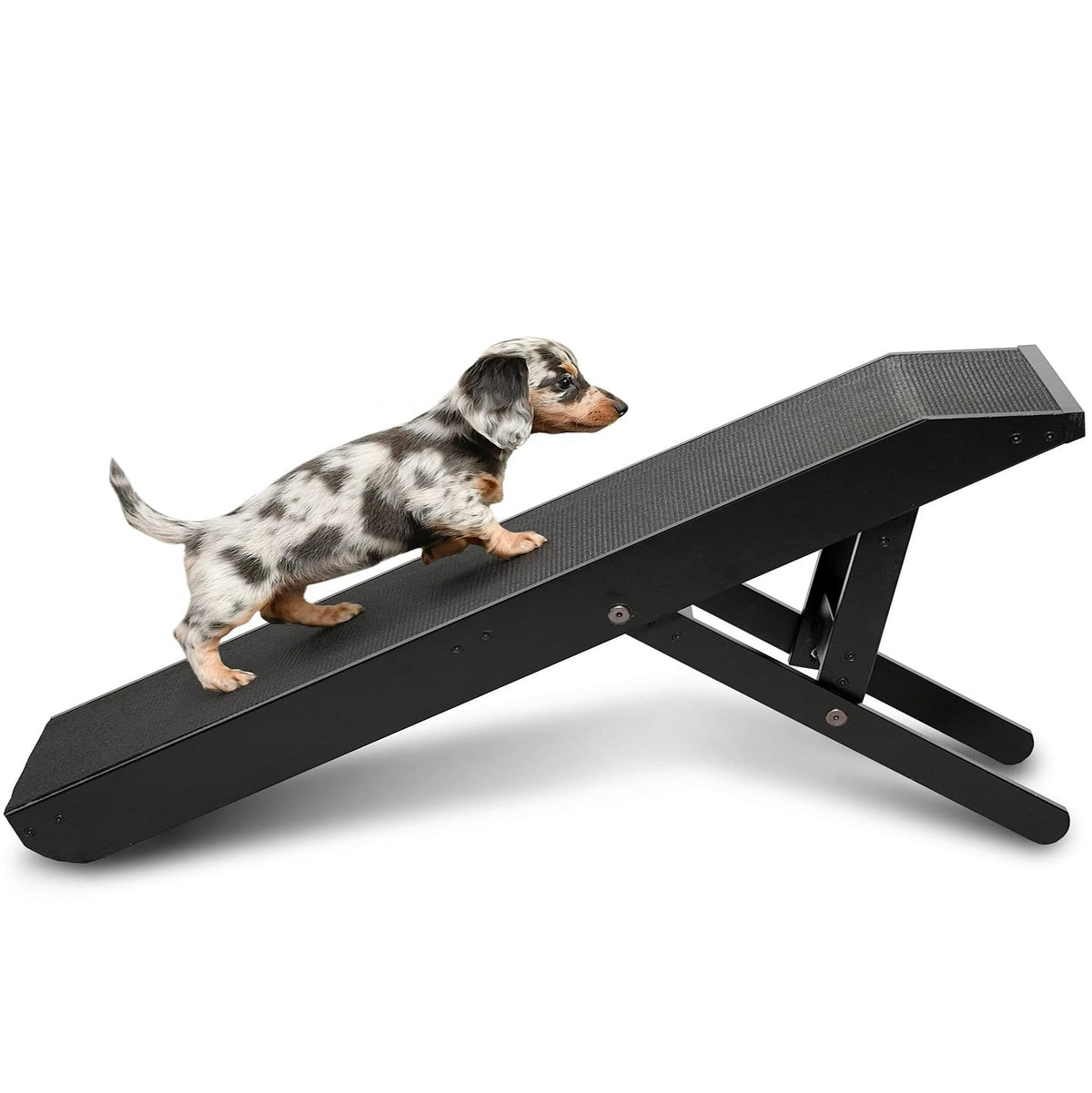 24" H 47" L  Adjustable Dog Ramp for Bed Small Dog & Large Dogs - Folding Dachshund Ramp Hardwood Pet Ramp for Couch with Platform Top & Anti-Slip Surface - Dog Ramps for Medium Dogs & Old Cats
