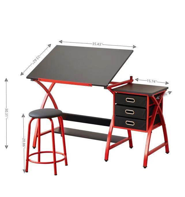 [SantaChoice] drafting table red with stool