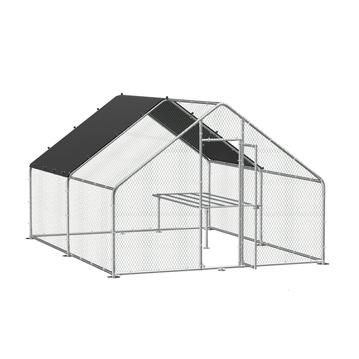 Large metal chicken coop, walk-in chicken coop, galvanized wire poultry chicken coop, rabbit duck coop with waterproof and UV protection cover for outdoor, backyard and farm. 9.8' W x 13.1' L x 6.6' H