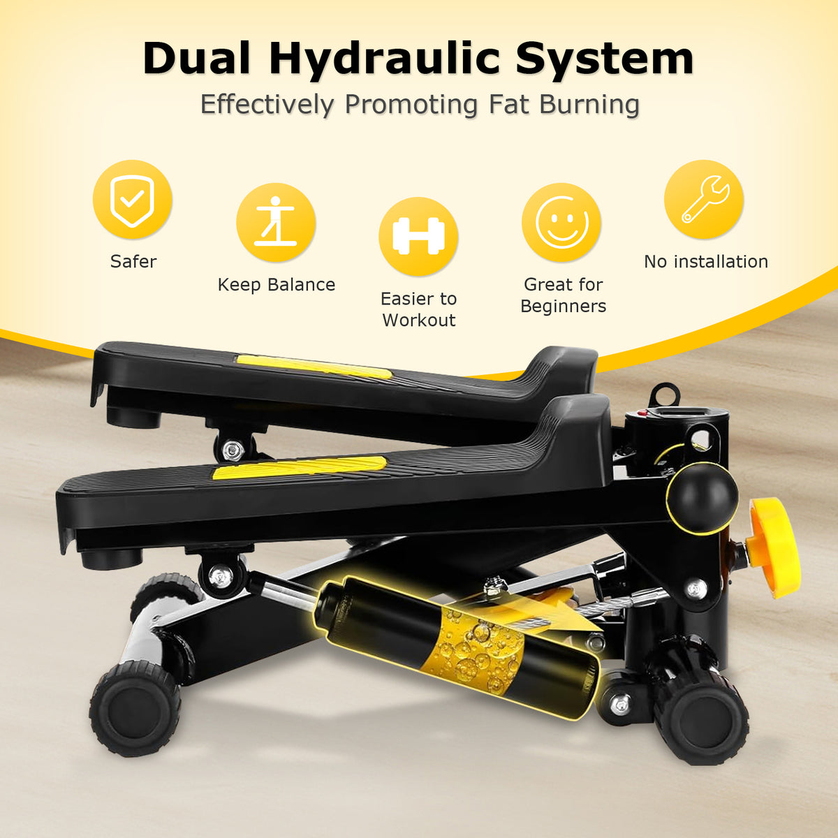 Mini Steppers for Exercise Mini Stair Stepper for Home with Resistance Bands Stepper  with LCD Monitor